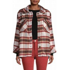 NWT Red Fall Winter Must Have Comfy Plaid Shirt Jacket